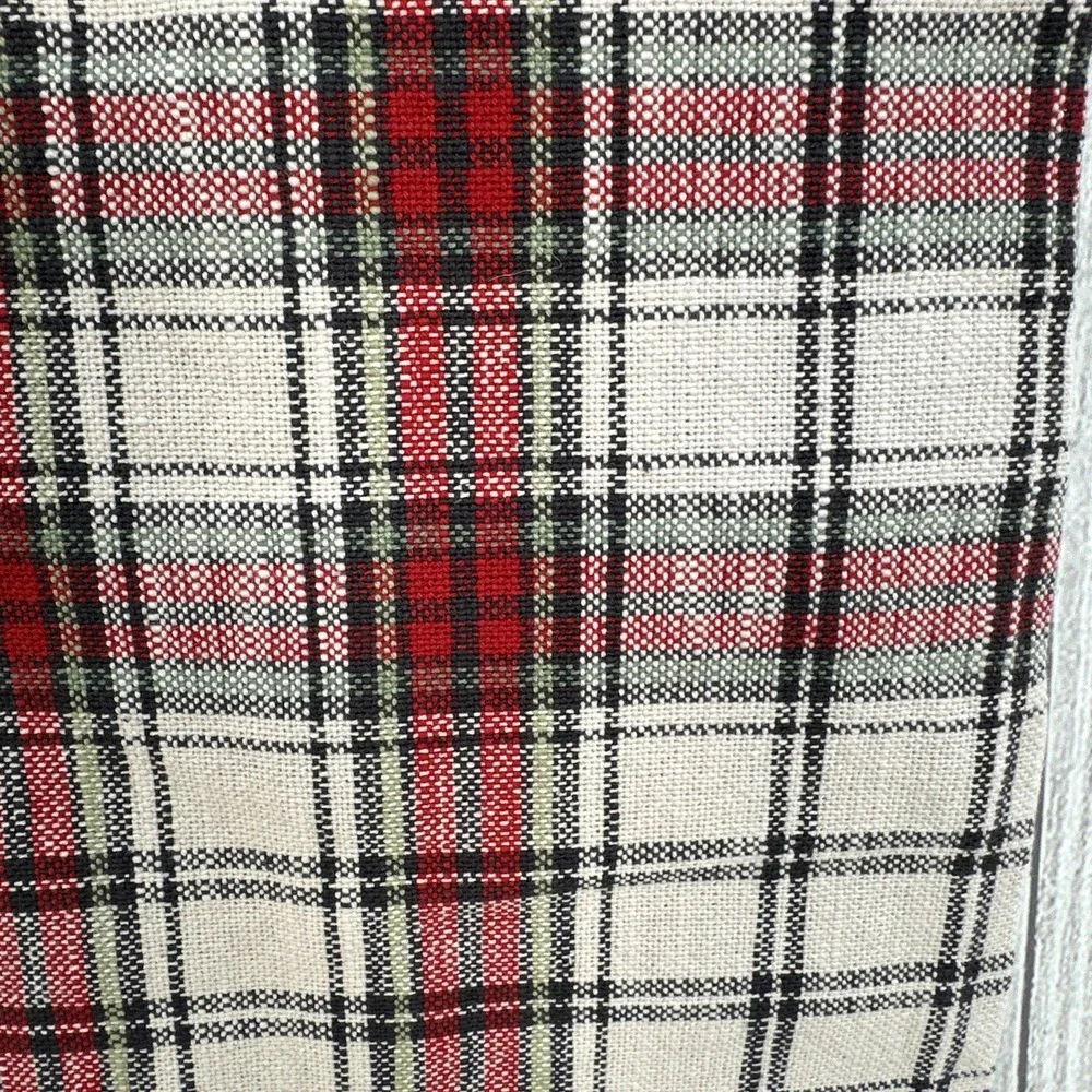 Brooks Brothers Table Runner Oversized Red Tan Tartan Plaid Christmas Holiday